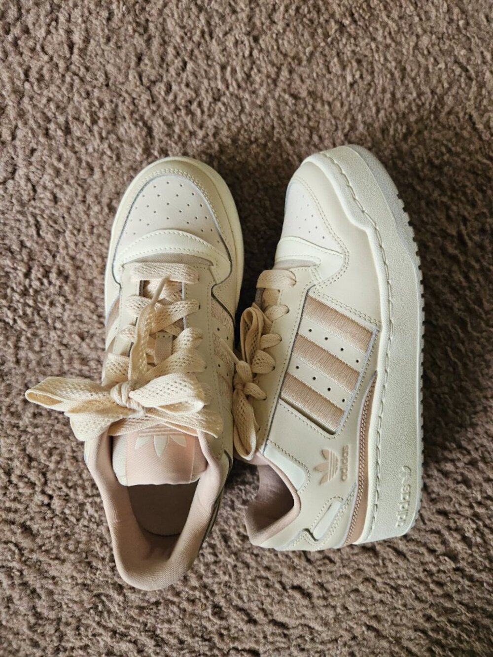 NWOT Adidas Women's FORUM BOLD STRIPES 'Wonder White Halo Blush' Shoes JP9038